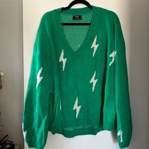 Green lightning oversized sweater. NWOT